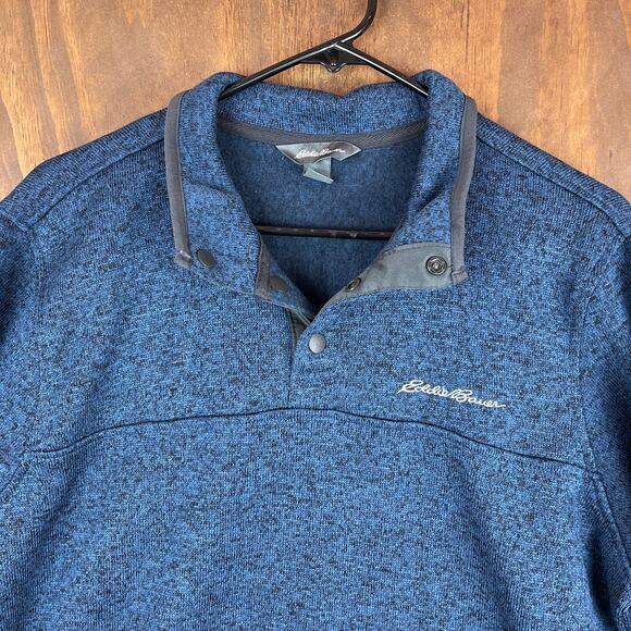 Eddie Bauer Mens Sweatshirt Blue Radiator Fleece Snap Mock Neck Long Sleeve L - Picture 2 of 13